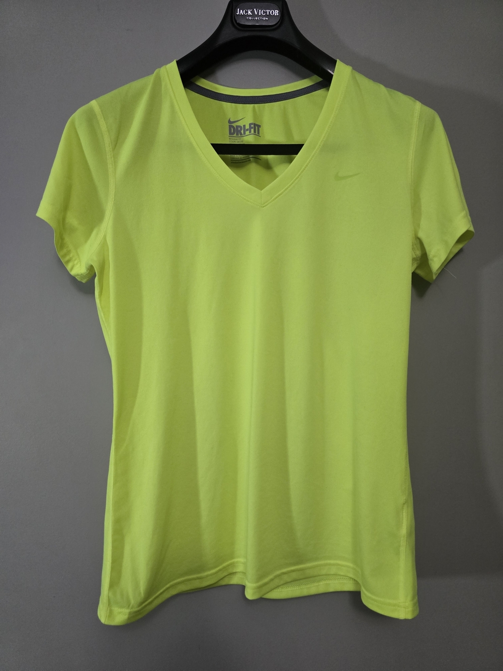 Nike Women's Short Sleeve Dri-FIT V-Neck Top - Volt Yellow Size Large